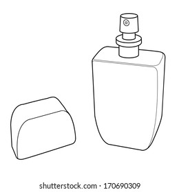 Perfume spray bottle out line vector 