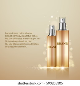 Garrafas de spray de perfume em fundo abstrato, ilustração vetorial, design de cosméticos