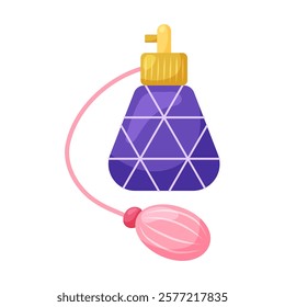 Perfume spray Purple bottle. Element for design on white background. Isolated vector illustration.