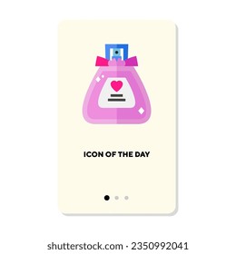 Duftspritzer-Flasche mit rosafarbenem Flüssig-Icon. Vertikales Zeichen oder Vektorgrafik der Kölner Flasche, Duft. Glamour, Kosmetik, Geruch, Parfümerkonzept für Webdesign und Apps