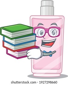 El diseño de mascotas estudiantiles perfume lee muchos libros cuando se estudian en casa. Ilustración del vector