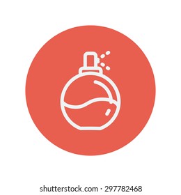 Perfume thin line icon for web and mobile minimalistic flat design. Vector white icon inside the red circle.