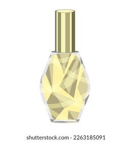 Perfume en un frasco transparente, aislado sobre un fondo blanco.Ilustración vectorial de los perfumes.