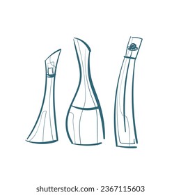 ilustración de doodle de vector de perfume dibujo de línea aislada dibujado a mano