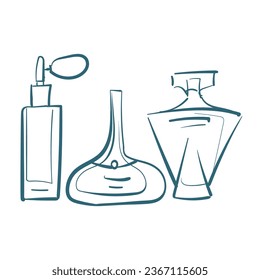 ilustración de doodle de vector de perfume dibujo de línea aislada dibujado a mano