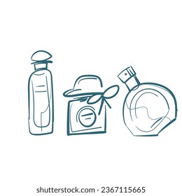 perfume vector doodle illustration isolated line art sketch hand drawn