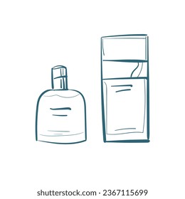 ilustración de doodle de vector de perfume dibujo de línea aislada dibujado a mano