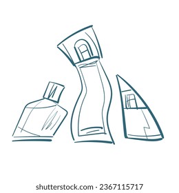 ilustración de doodle de vector de perfume dibujo de línea aislada dibujado a mano
