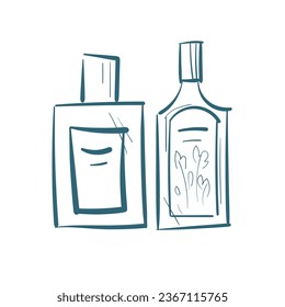 ilustración de doodle de vector de perfume dibujo de línea aislada dibujado a mano