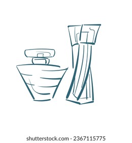ilustración de doodle de vector de perfume dibujo de línea aislada dibujado a mano
