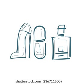 perfume vector doodle illustration isolated line art sketch hand drawn