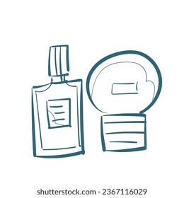 ilustración de doodle de vector de perfume dibujo de línea aislada dibujado a mano