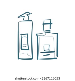 ilustración de doodle de vector de perfume dibujo de línea aislada dibujado a mano