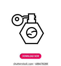 Perfume vector icon, The outlined symbol of perfume bottle with spray. Simple, modern flat vector illustration for mobile app, website or desktop app  
