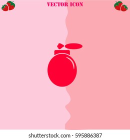 Perfume vector  icon. Strawberry Background.