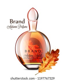 Perfume vial Vector realistic. Grapes flavor. Product placement mock up bottles. Original stylish 3d illustrations