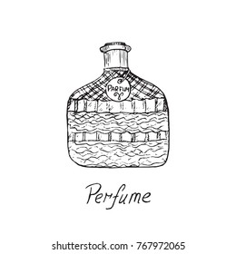 Perfume Vintage Bottle Inscription Hand Drawn Stock Vector (Royalty ...