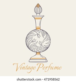 Perfume vintage bottle, vector illustration.