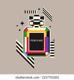 Perfume for women. The image of perfume bottles. Beautiful vector image in a flat style for design.