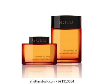 Perfumed bottle perfume color of whiskey, gold. With black cap.
