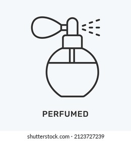 Perfumed line icon. Vector illustration of aromatic flacon. Black outline pictogram for fragrance product