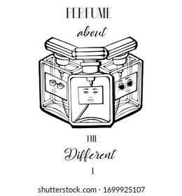 perfumes, vectoriales, negros, blancos, aislados