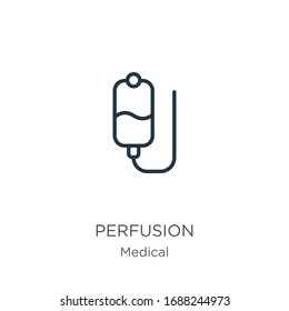 Perfusionssymbol. Dünne lineare Perfusionslinie Symbol einzeln auf weißem Hintergrund aus medizinischer Sammlung. Vektorillustration der Linie, Symbol für Web und Mobilfunk