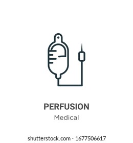 Icono vectorial de contorno de perfusión. Icono de perfusión negra en línea delgada, ilustración de elemento simple vector plano de concepto médico editable trazo aislado en fondo blanco