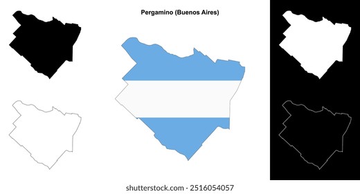 Pergamino department (Buenos Aires) outline map set