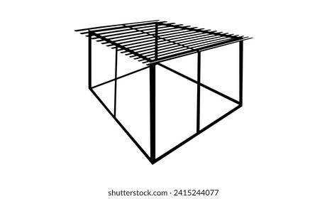  construcción de patio trasero pérgola, silueta negra aislada