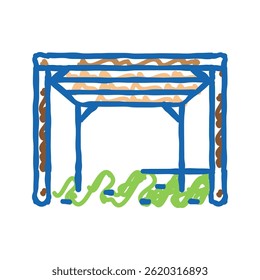 Vector de dibujo de icono de doodle de construcción de patio trasero de pérgola. signo de construcción de patio trasero de pérgola. ilustración de símbolo aislado