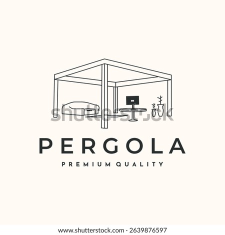 pergola comfort tent line art logo vector minimalist illustration design, pavilion for chill symbol design