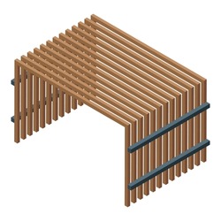 Pergola Construction Icon Isometric Vector. House Building. Wood Summer