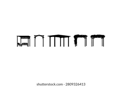 Pergola Silhouette Vector Icon Collection Set