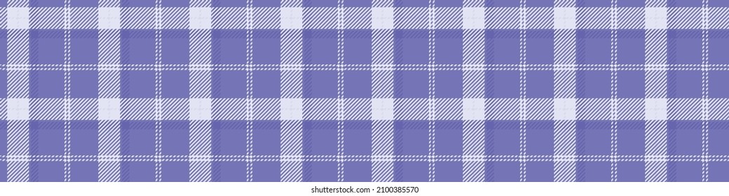Peri purple tartan color of the year border texture. Tonal gingham checkered trendy texture background. Soft pastel periwinkle blue vector repeat tile swatch.