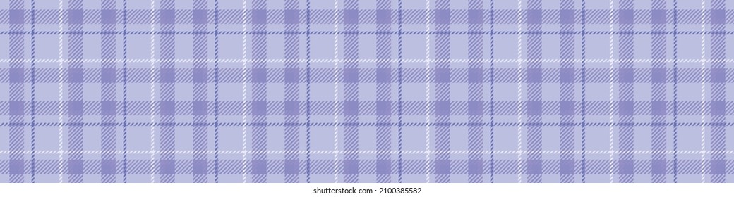 Peri purple tartan color of the year border texture. Tonal gingham checkered trendy texture background. Soft pastel periwinkle blue vector repeat tile swatch.