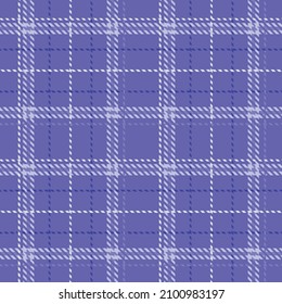 Peri purple tartan color of the year seamless pattern texture. Tonal gingham checkered trendy texture background. Soft pastel periwinkle blue vector repeat tile swatch.