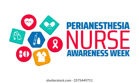 PeriAnesthesia Nurse Awareness Week PANAW background banner or poster design template. observed every year in February. Holiday concept. Use to any Template, card, poster, placard, template.
