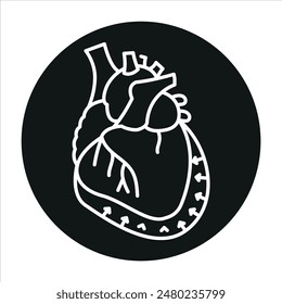 Icono negro de la línea de pericarditis. Signo para página de Web, App móvil, Botón, logotipo. Vector Botón aislado. Trazo editable.