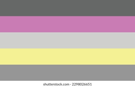 Bandera del Orgullo Perigirl. Las franjas grises representan áreas "intermedias" de género, las barras amarillas son no binarias y las líneas rosadas representan feminidad.