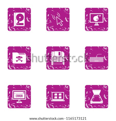 Peril icons set. Grunge set of 9 peril vector icons for web isolated on white background