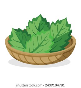 Perilla en el arbusto Verde Hojas Verduras ilustración vectorial