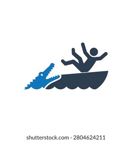 Perilous Encounter Aquatic Predator Icon Isolated On White Background