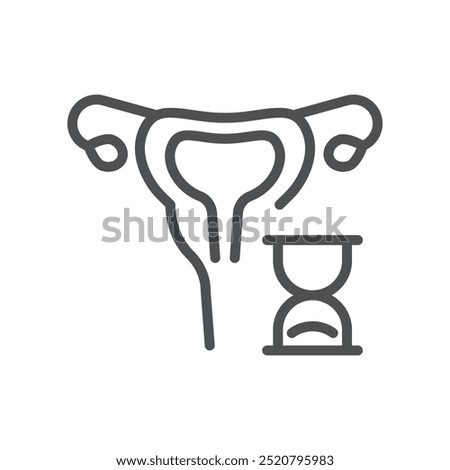 Perimenopause Icon. Simple Line Illustration of a Uterus with Hourglass, Representing the Transition to Menopause and Reproductive Aging.
