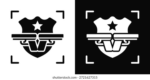 Estilo de fondo blanco y negro del icono del perímetro