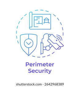 Perimeter security blue gradient concept icon. Component of physical protection system. Boundaries safety. Round shape line illustration. Abstract idea. Graphic design. Easy to use in booklet