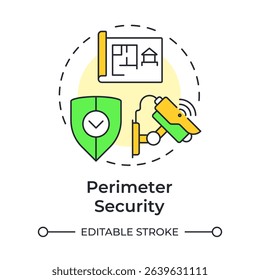 Perimeter security multi color concept icon. Component of physical protection system. Boundaries safety. Round shape line illustration. Abstract idea. Graphic design. Easy to use in booklet