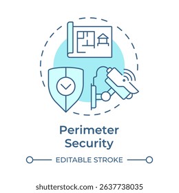 Perimeter security soft blue concept icon. Component of physical protection system. Boundaries safety. Round shape line illustration. Abstract idea. Graphic design. Easy to use in booklet