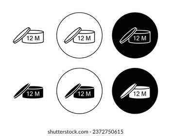 Punto después de abrir el conjunto de iconos vectores de 12 m. Signo de jabón cosmético en estilo negro relleno y delineado.