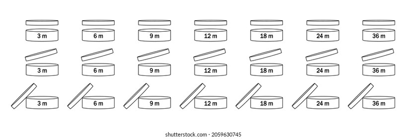Period after opening for packaging design isolated on white background. Open box cosmetic icon. Vector illustration design.